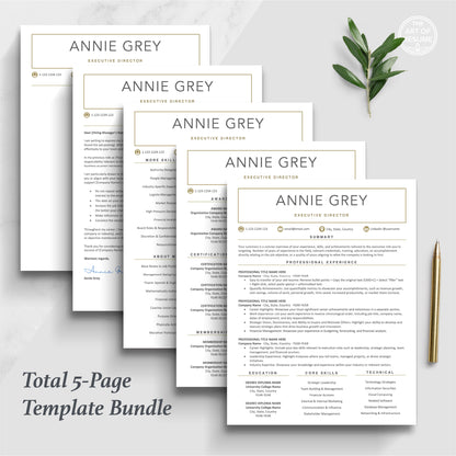 The Art of Resume Templates | Executive C Suite Level Resume CV Design Bundle including matching cover letter and reference page