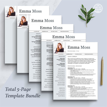 The Art of Resume Templates | Executive C Suite Level Resume CV Design Bundle including matching cover letter and reference page