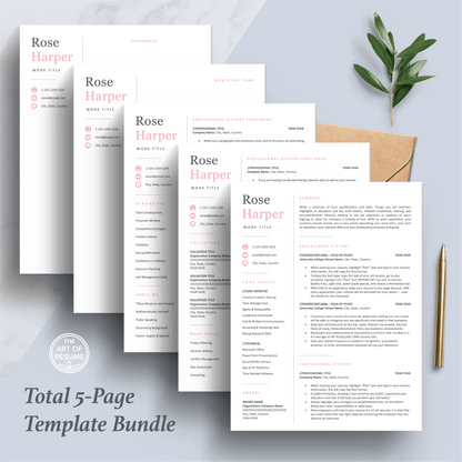 The Art of Resume Templates | Student Graduate  Resume CV Design Bundle including matching cover letter and reference page