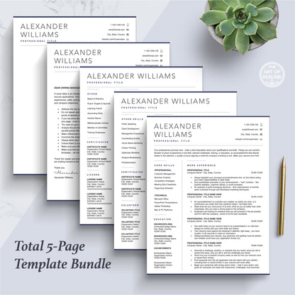 The Art of Resume Templates | Professional Modern Resume CV Design Bundle including matching cover letter and reference page