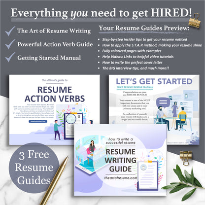 The Art of Resume Templates | Free Resume Writing Guide, Resume Action Verb guide, Resume Template Instructional Manual