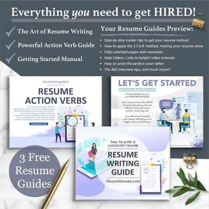 The Art of Resume Templates | Free Resume Writing Guide, Resume Action Verb guide, Resume Template Instructional Manual