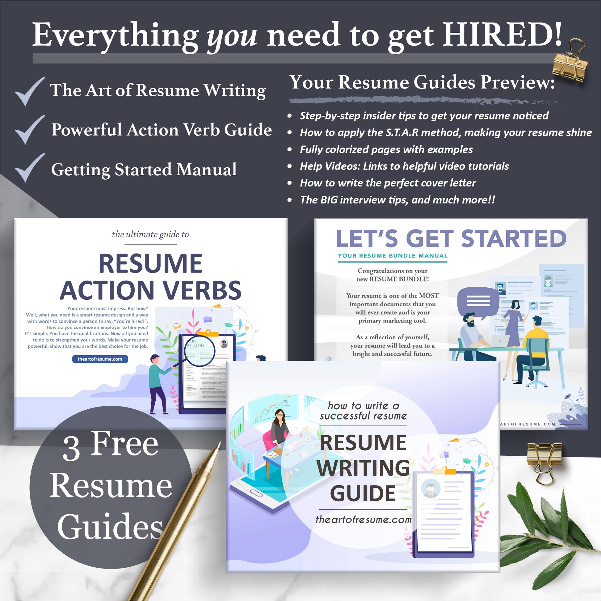 The Art of Resume Templates - Free Resume Writing Guide, Resume Action Verb guide, Resume Template Instructional Manual