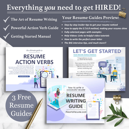 The Art of Resume Templates | Free Resume Writing Guide, Resume Action Verb guide, Resume Template Instructional Manual