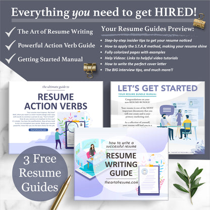 The Art of Resume Templates | Free Resume Writing Guide, Resume Action Verb guide, Resume Template Instructional Manual