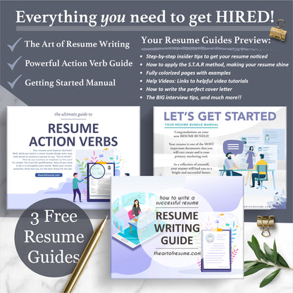 The Art of Resume Templates | Free Resume Writing Guide, Resume Action Verb guide, Resume Template Instructional Manual