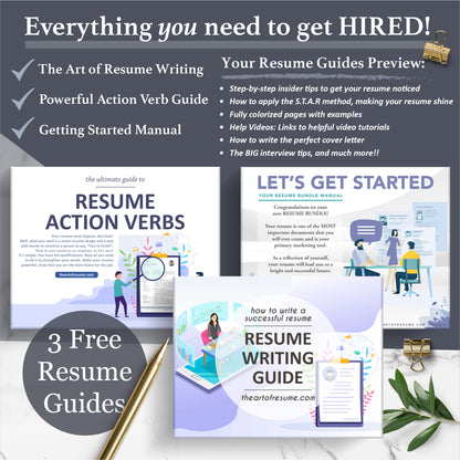 The Art of Resume Templates | Free Resume Writing Guide, Resume Action Verb guide, Resume Template Instructional Manual