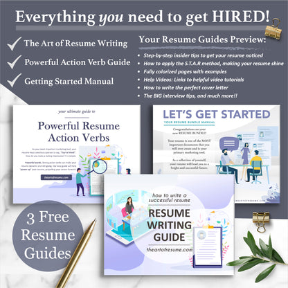 The Art of Resume Templates | Free Resume Writing Guide, Resume Action Verb guide, Resume Template Instructional Manual