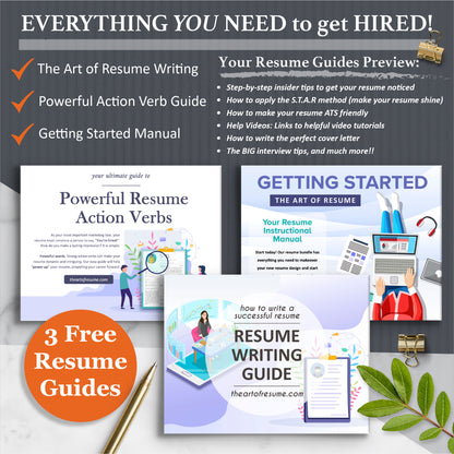 The Art of Resume Templates | Free Resume Writing Guide, Resume Action Verb guide, Resume Template Instructional Manual