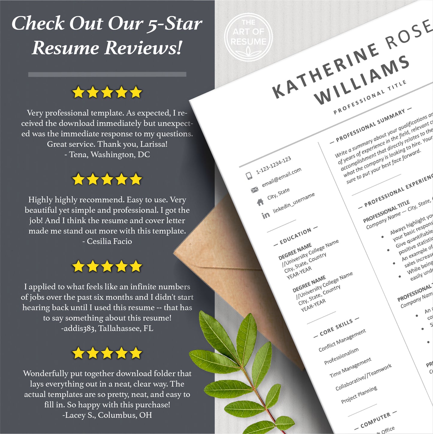 The Art of Resume Templates | Professional Simple Modern Resume CV Templates Online 5-Star Reviews
