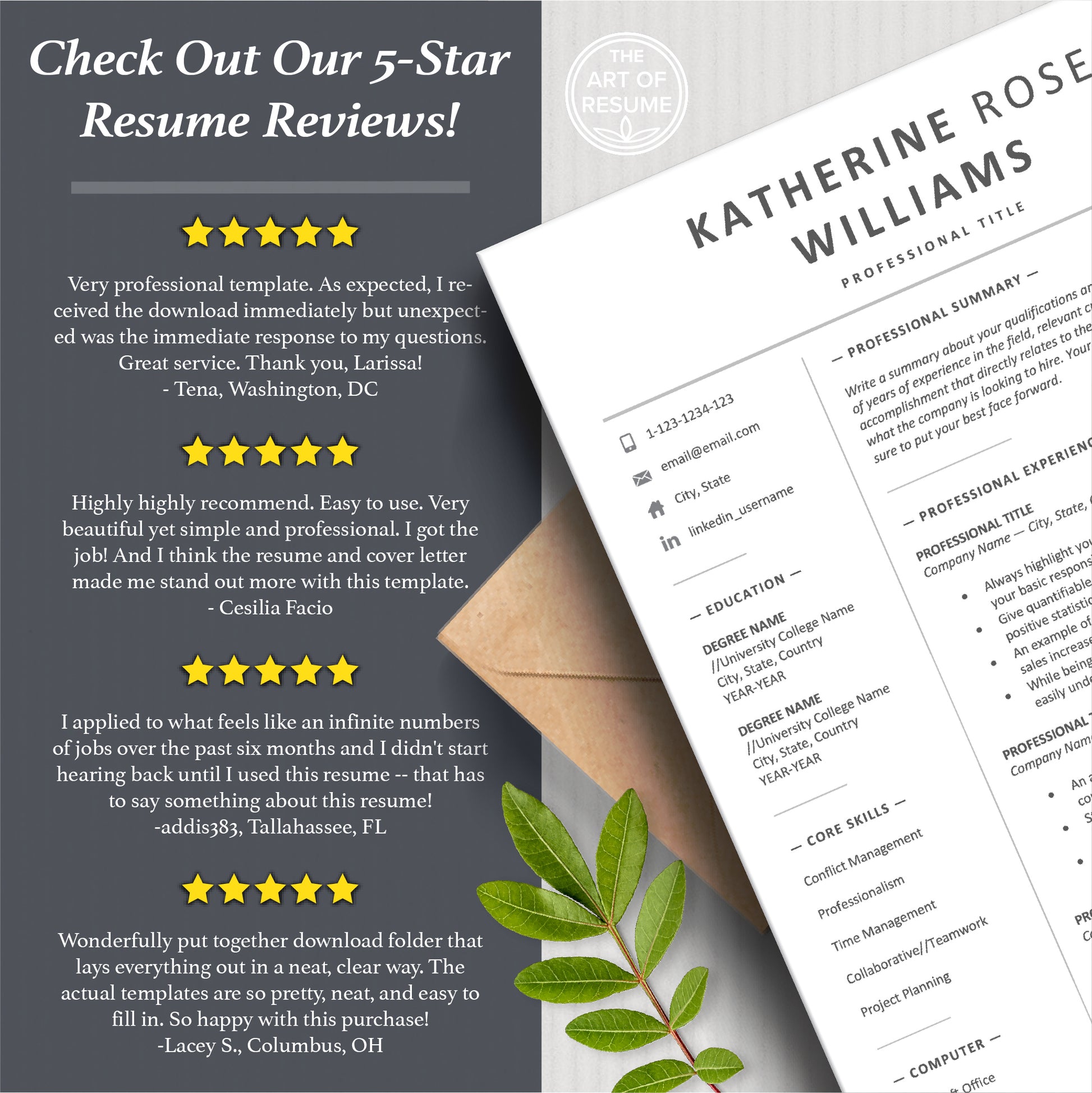 The Art of Resume Templates | Professional Simple Modern Resume CV Templates Online 5-Star Reviews
