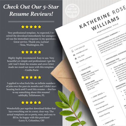 The Art of Resume Templates | Professional Simple Modern Resume CV Templates Online 5-Star Reviews
