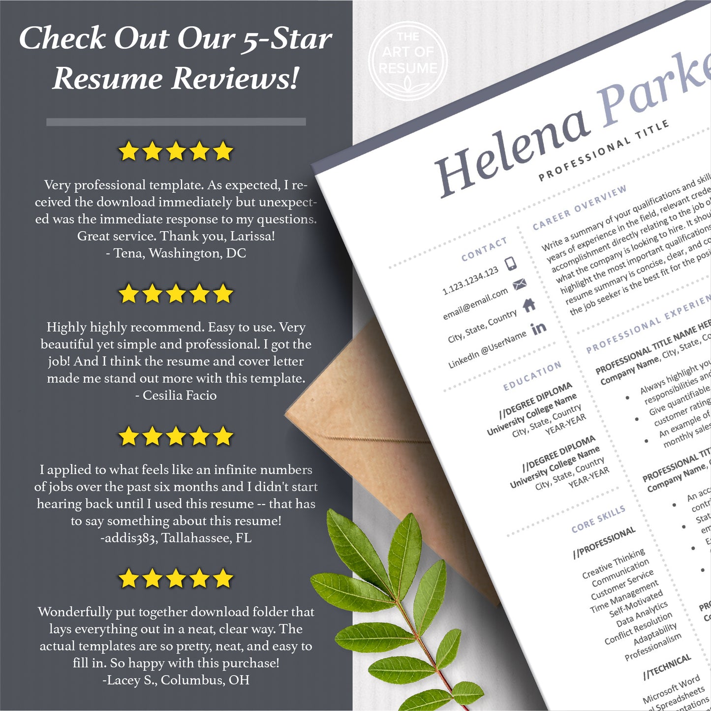 The Art of Resume Templates | ATS Format Resume CV Templates Online 5-Star Reviews
