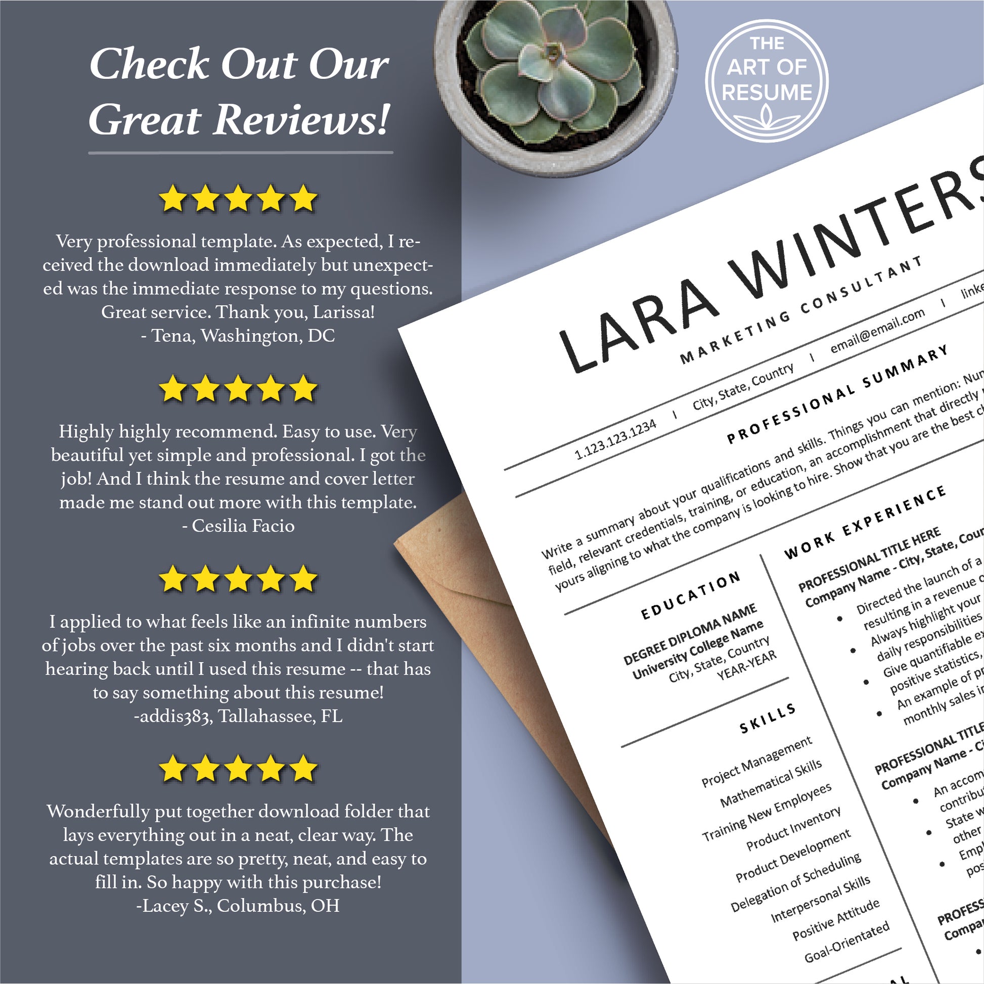 The Art of Resume Templates |  Professional Simple Resume CV Templates Online 5-Star Reviews