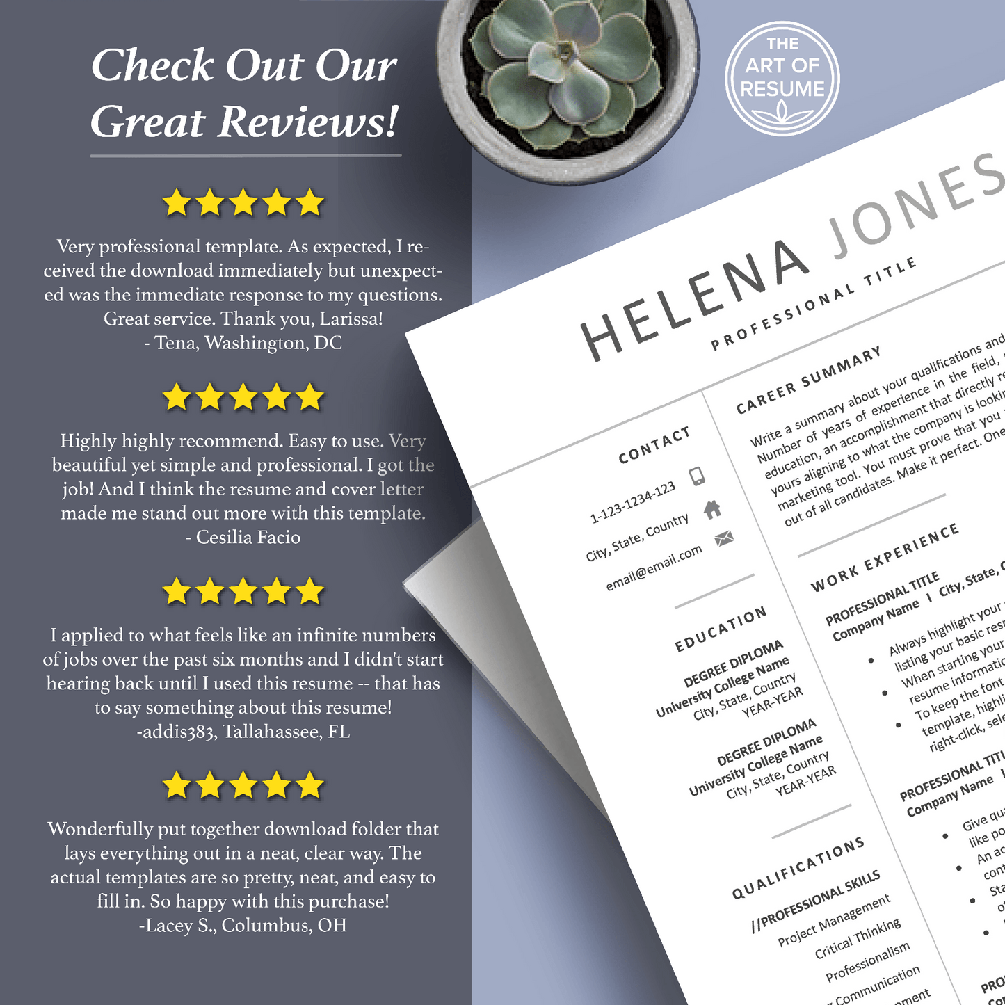 The Art of Resume Templates | Professional Simple Resume CV Templates Online 5-Star Reviews