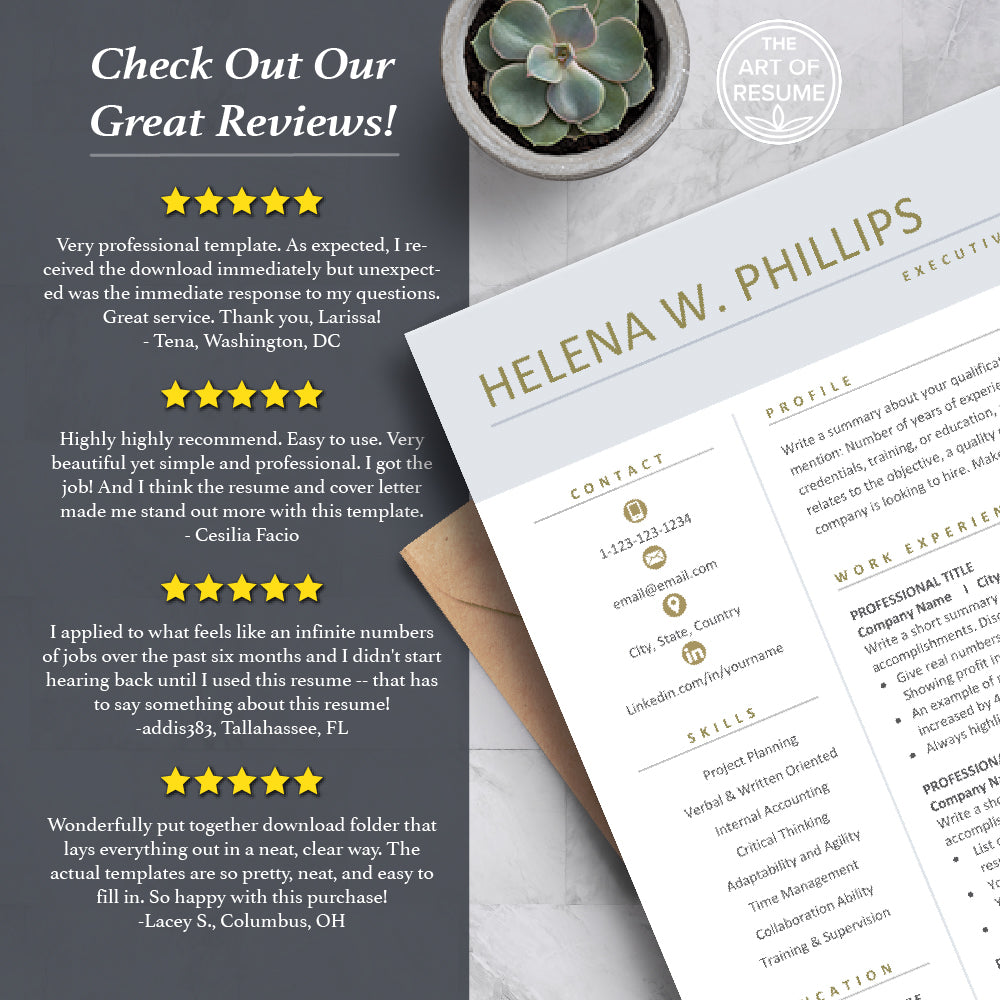 The Art of Resume Templates | Professional Simple Blue Resume CV Templates Online 5-Star Reviews