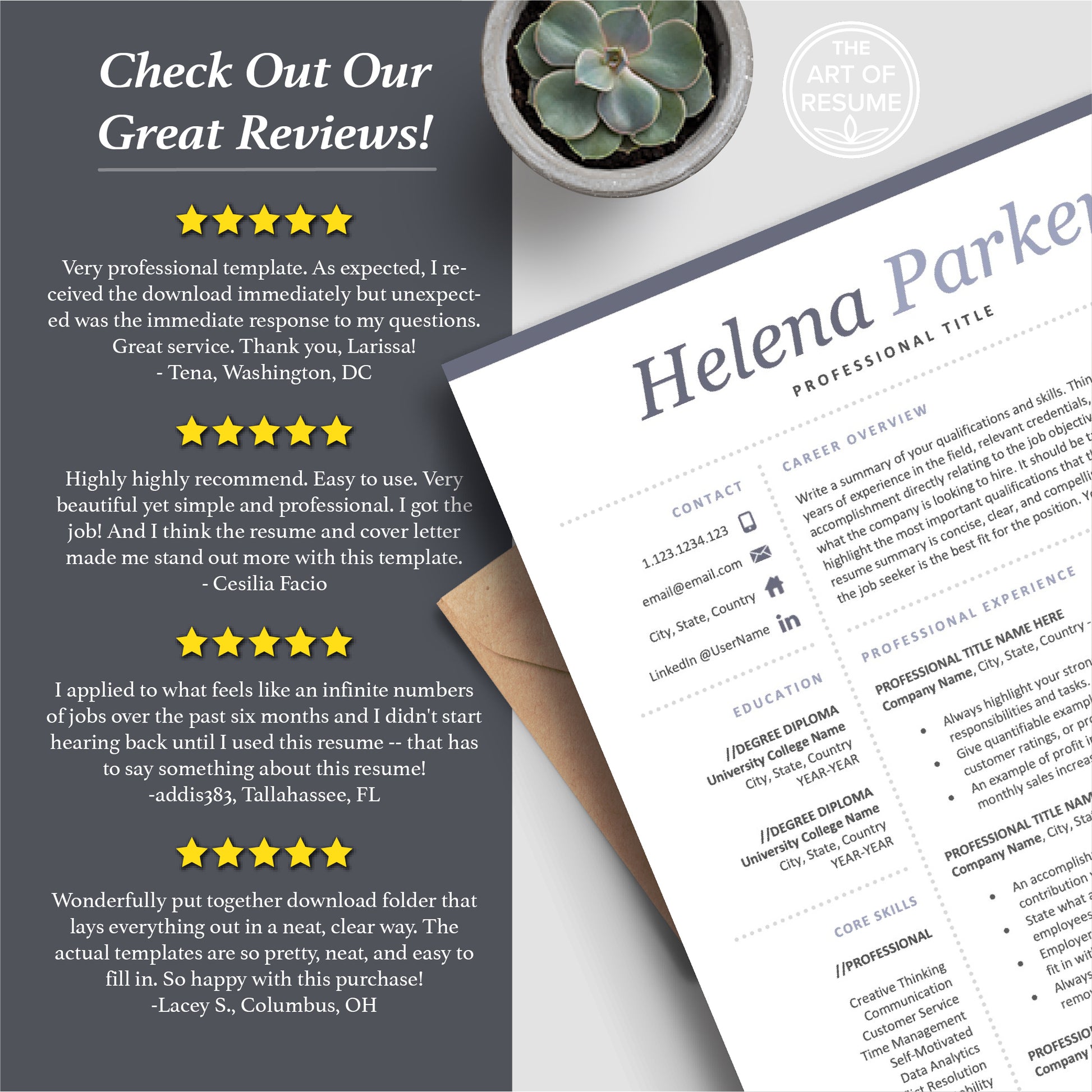 The Art of Resume Templates | Professional Resume CV Templates Online 5-Star Reviews
