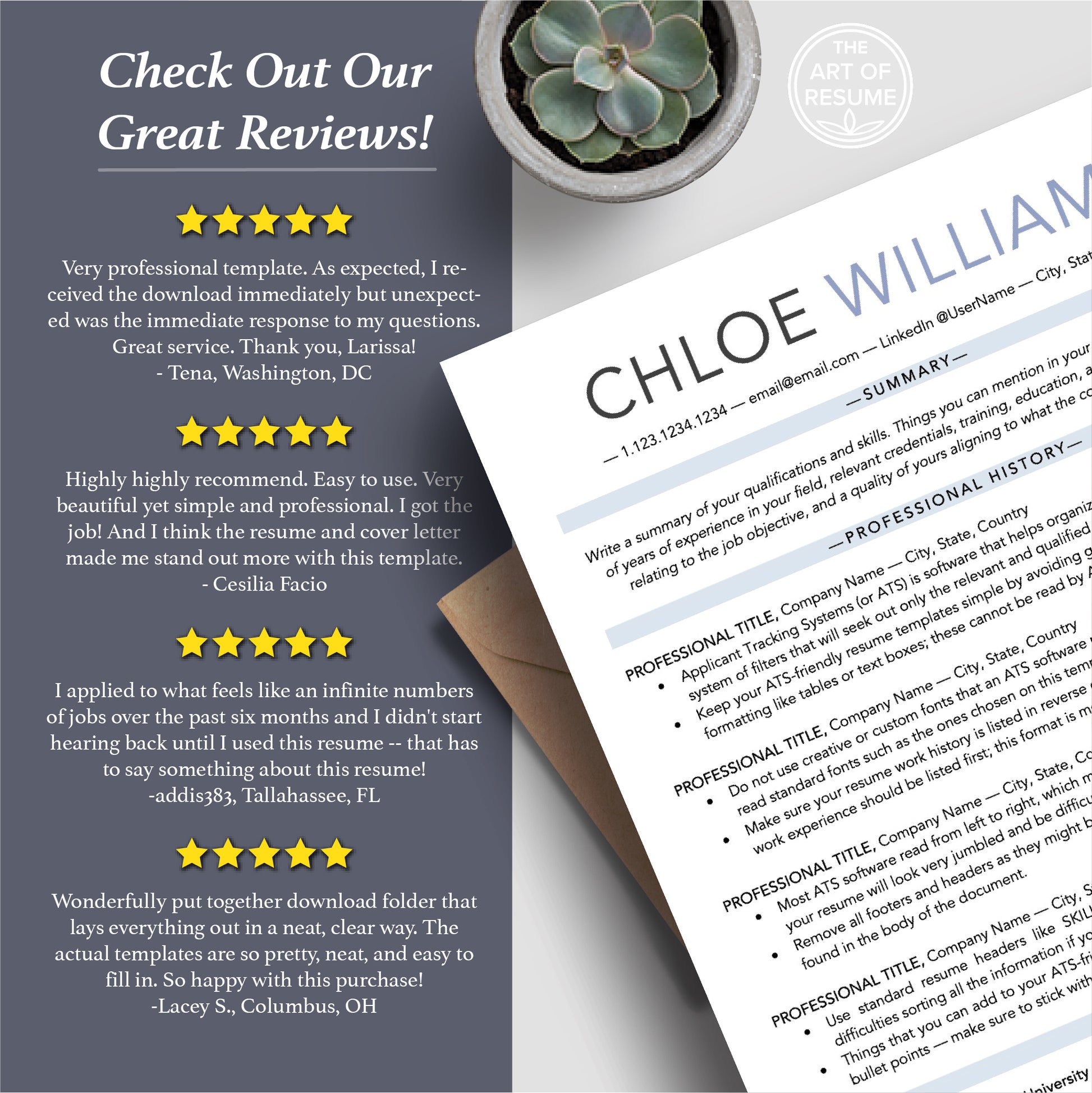 The Art of Resume Templates | Professional ATS-Friendly Resume CV Templates Online 5-Star Reviews
