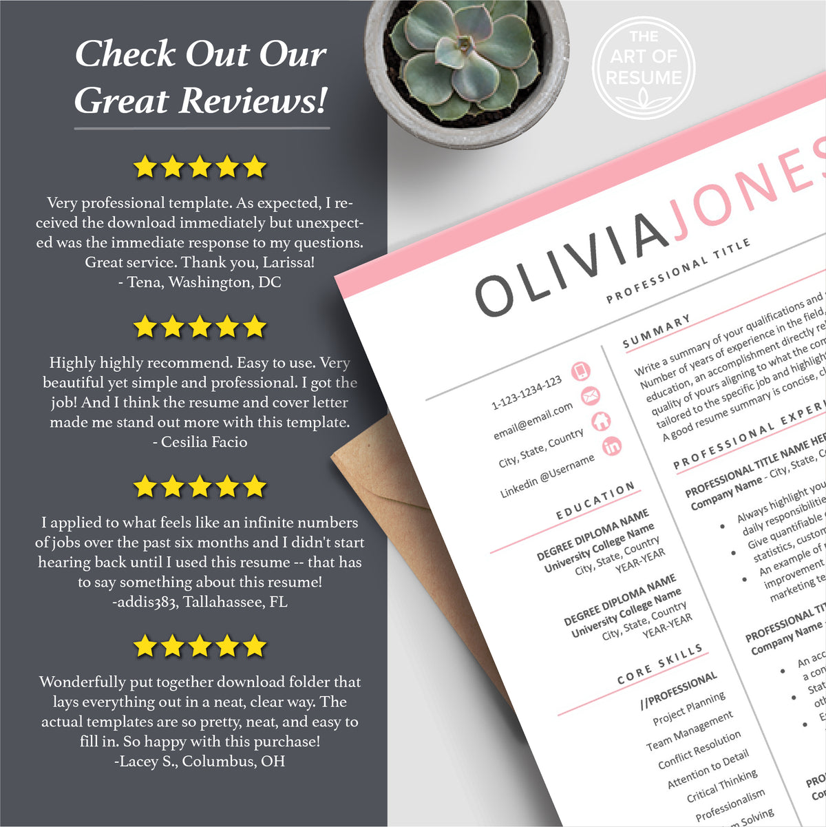 Professional Resume Templates | Pink Resume Template – The Art of Resume