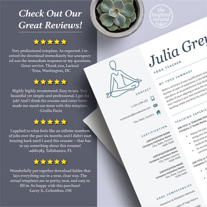 The Art of Resume Templates | Yoga Teacher, Yoga Instructor  Resume CV Templates Online 5-Star Reviews