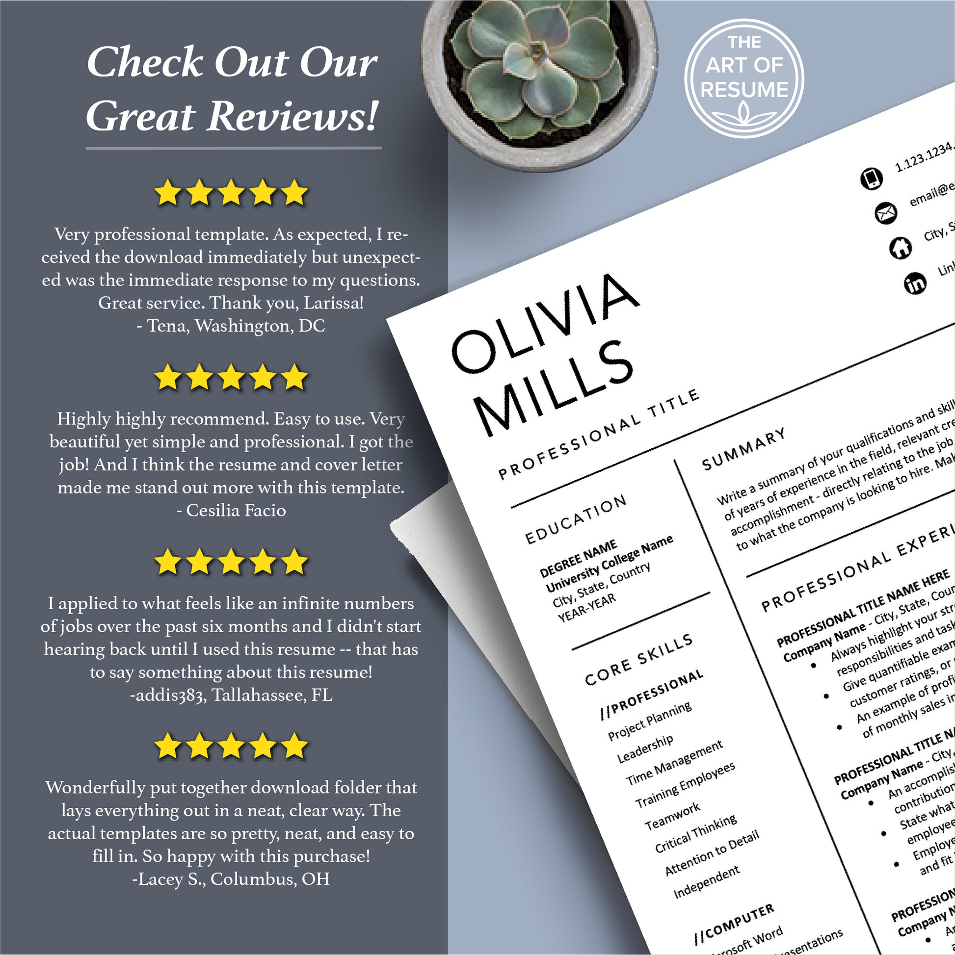 The Art of Resume Templates | Professional Simple Resume CV Templates Online 5-Star Reviews