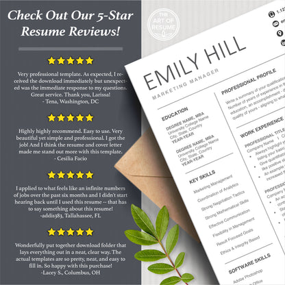 Professional Resume CV Templates 5-Star Reviews, CV Designs Instant Download
