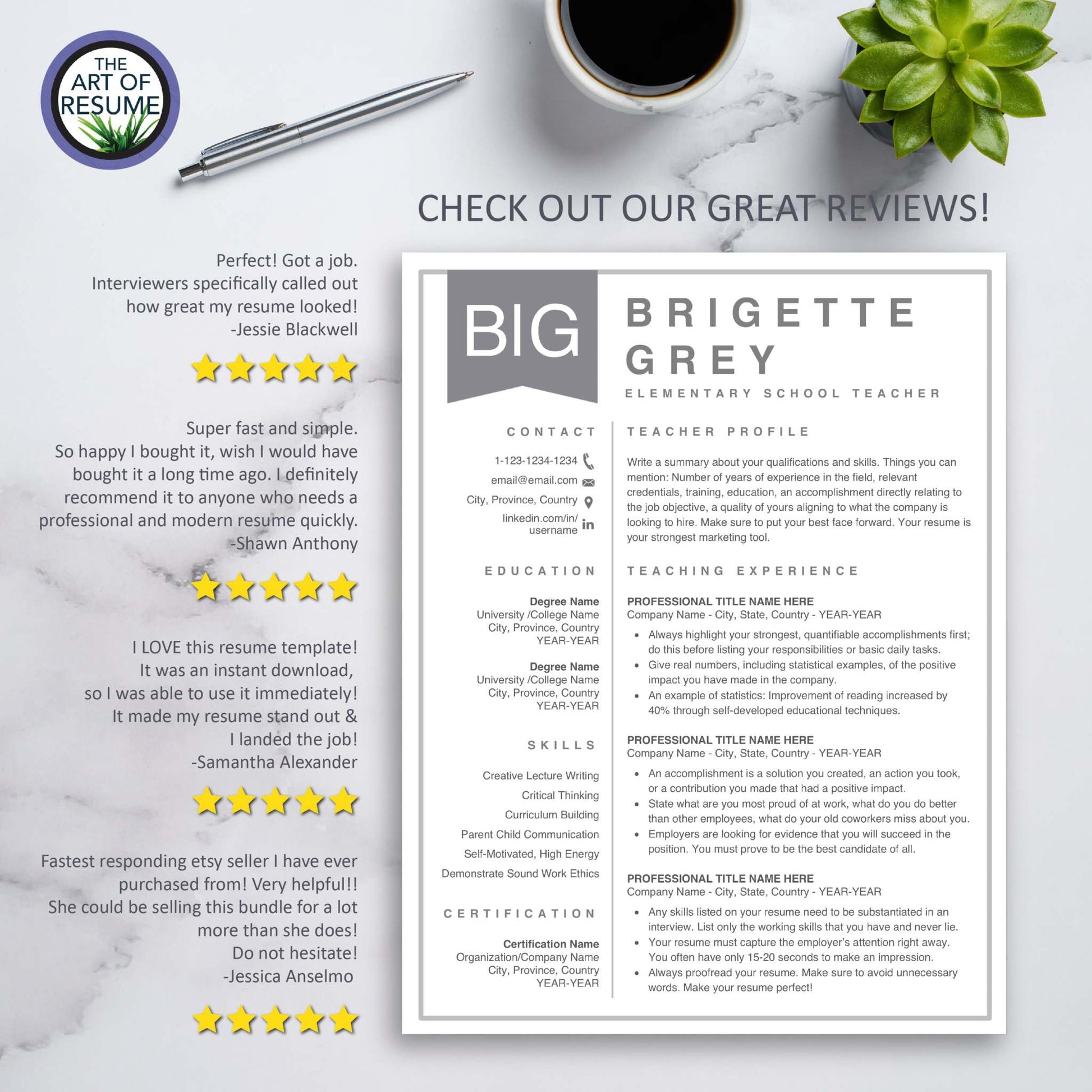 Resume Reviews - The Art of Resume - Curriculum Vitae, Resumes, CV Templates for Teacher with Free Cover Letter